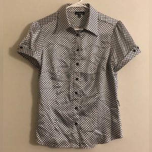 Le Chateau Women’s Crisscross Silk Button Down Shirt